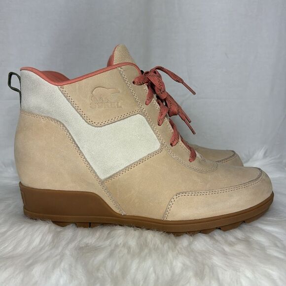 Sorel Evie Sport Lace Sand Suede/Leather Waterproof Booties Sz 10 - Picture 5 of 11